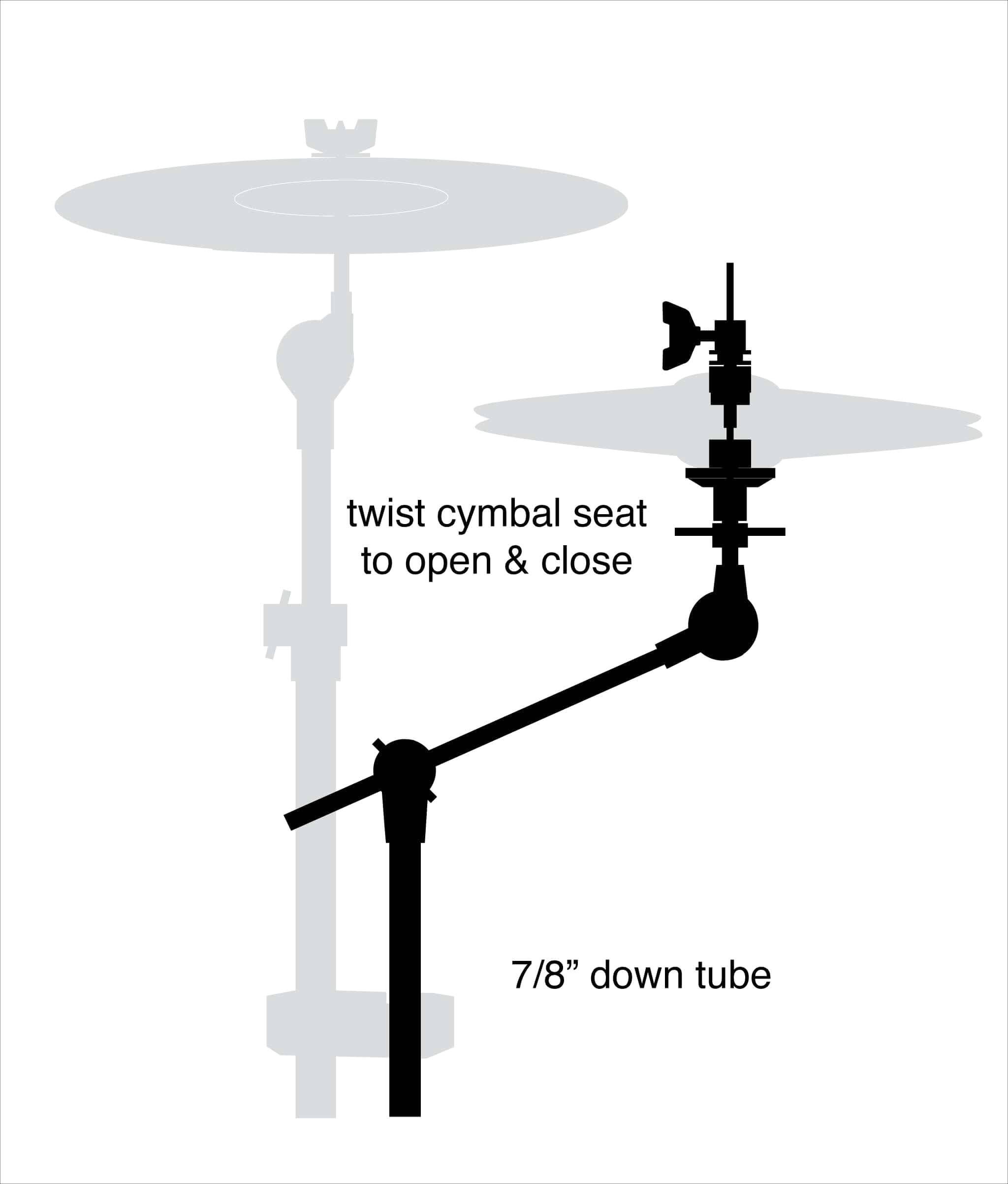 twist cymbal seat to open & close  
7/8" down tube