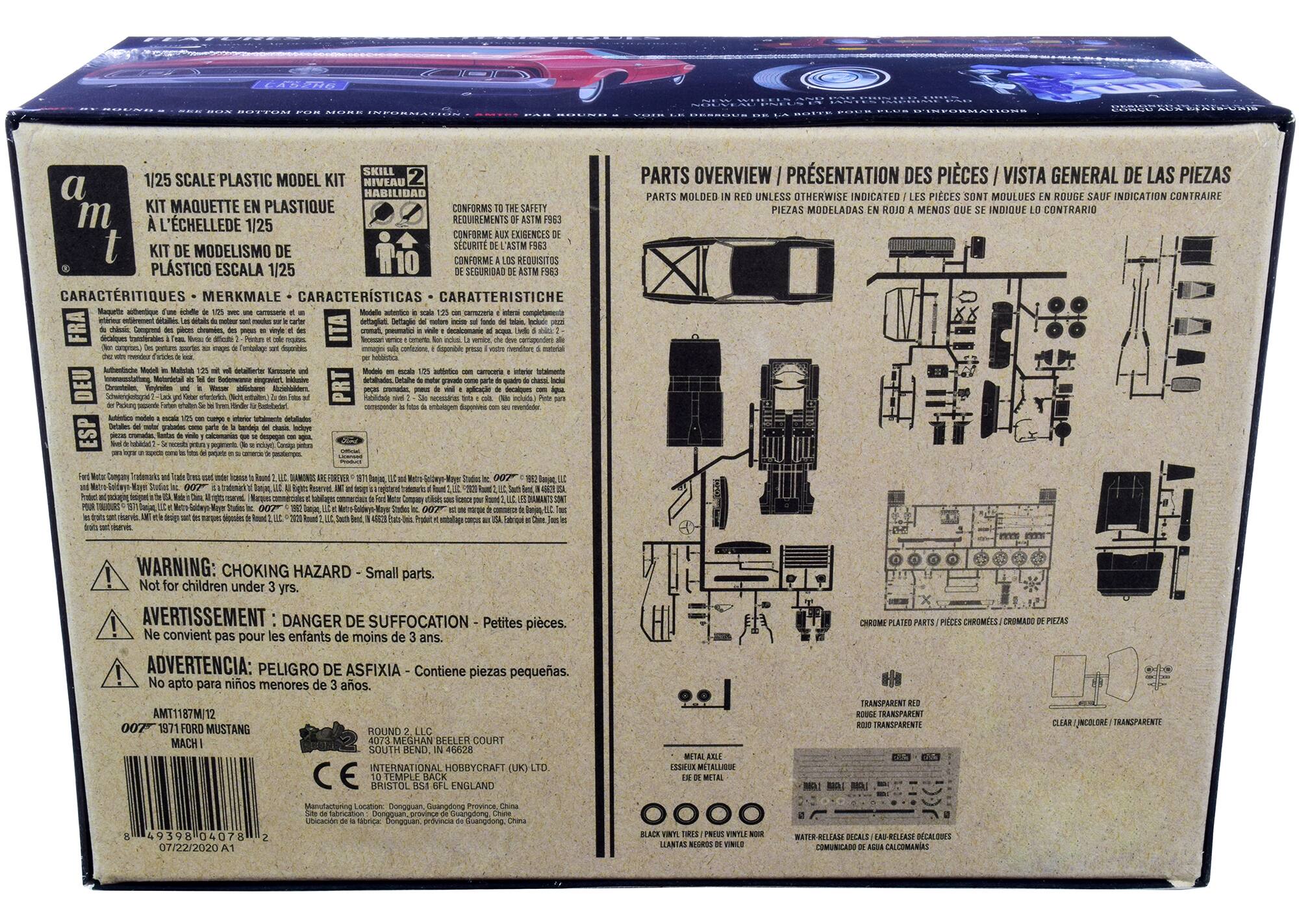 1/25 SCALE PLASTIC MODEL KIT  
NIVEAU 2 HABILIDAD  
KIT MAQUETTE EN PLASTIQUE  
A L'ECHELLE DE 1/25  
KIT DE MODELISMO DE PLASTICO ESCALA 1/25  

CONFORMS SAFETY REQUIREMENTS  
CONFORME AUX EXIGENCES DE  
SECURITE DE L'ASTM F963  
CONFORME XGENCES SECURITE 'ASIM  
REQUISITOS DE SEGURIDAD  

CARACTERISTIQUES - MERKMALE - CARACTERISTICAS - CARATTERISTICHE  

PARTS OVERVIEW / PRESENTATION DES PIECES / VISTA GENERAL DE LAS PIEZAS  
PARTS MOULEES EN ROUGE SAUF INDICATION CONTRAIRE  
PIECES MODELADAS EN ROJO A MENOS QUE SE INDIQUE LO CONTRARIO  

WARNING: CHOKING HAZARD - Small parts. Not for children under 3 yrs.  
AVERTISSEMENT: DANGER DE SUFFOCATION - Petites pieces. Ne conviennent pas pour les enfants de moins de 3 ans.  
ADVERTENCIA: PEL