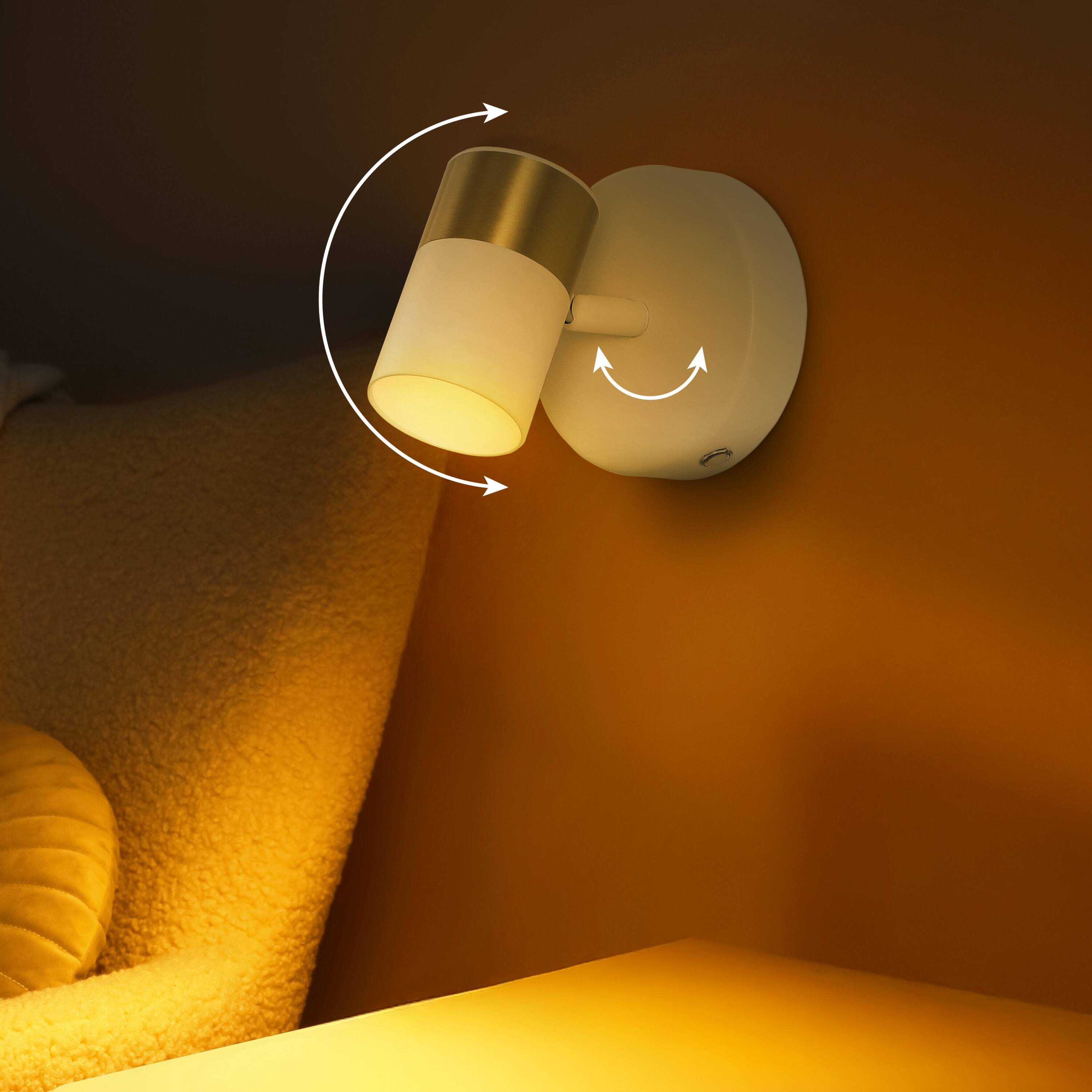 Alt View 9. Jonathan Y - Paola 6" 1-Light Adjustable Head Integrated Dimmable LED Rechargeable Spotlight with Touch Sensor, White/Brass Gold - White/Brass Gold.