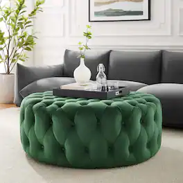 Amour Tufted Button Large Round Performance Velvet Ottoman by Modway - EEI-5469-EME