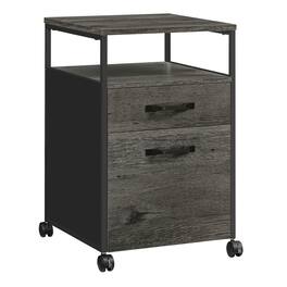 Songmics Home - File Cabinet, Mobile Filing Cabinet with Wheels, 2 Drawers, Open Shelf, for A4, Letter Size, Hanging File Folders - Charcoal Gray and Ink Black
