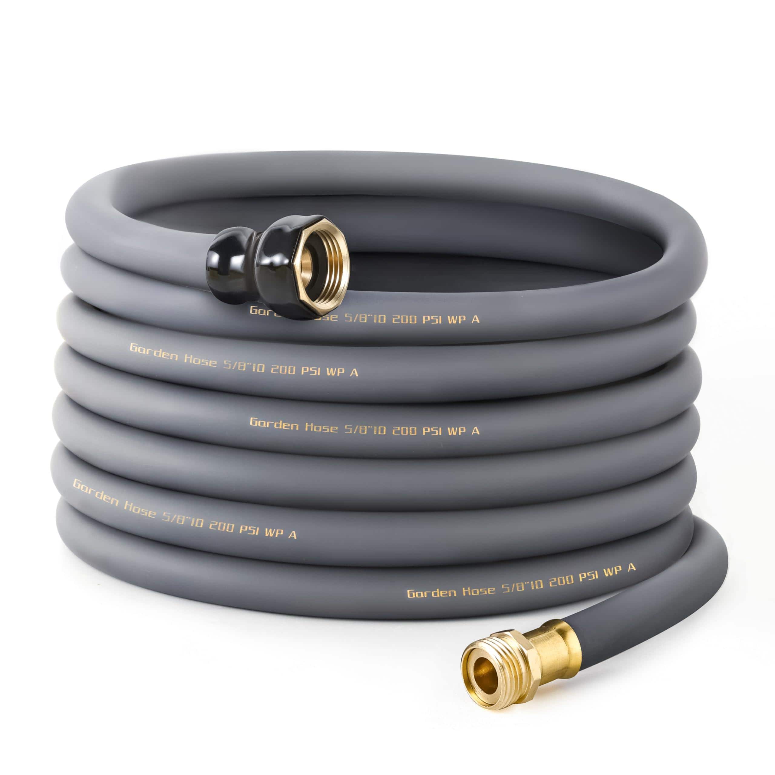 JETRANSPORT - Garden Hose 5/8" X 100ft - Brass Rubber Heavy Duty Water 600 Psi Burst Durable Flexible For Yard Car Wash Pet - Gray 50FT