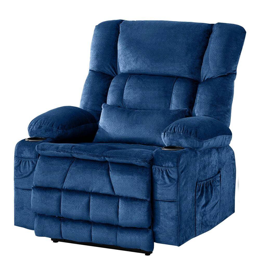 Alt View 9. Kadyn - Dual Motor Power Lift Recliner, Lay-Flat 180°, Kneading Massage & Heat, USB Ports - Blue.