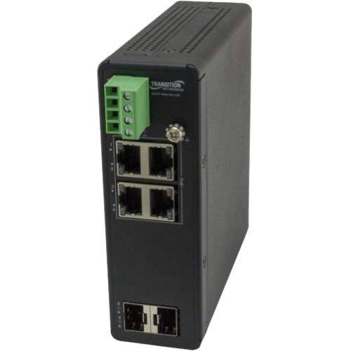 Front. Transition Networks - Unmanaged Hardened Gigabit Ethernet PoE+ Switch (SISTP1040-342-LRT) - Black.