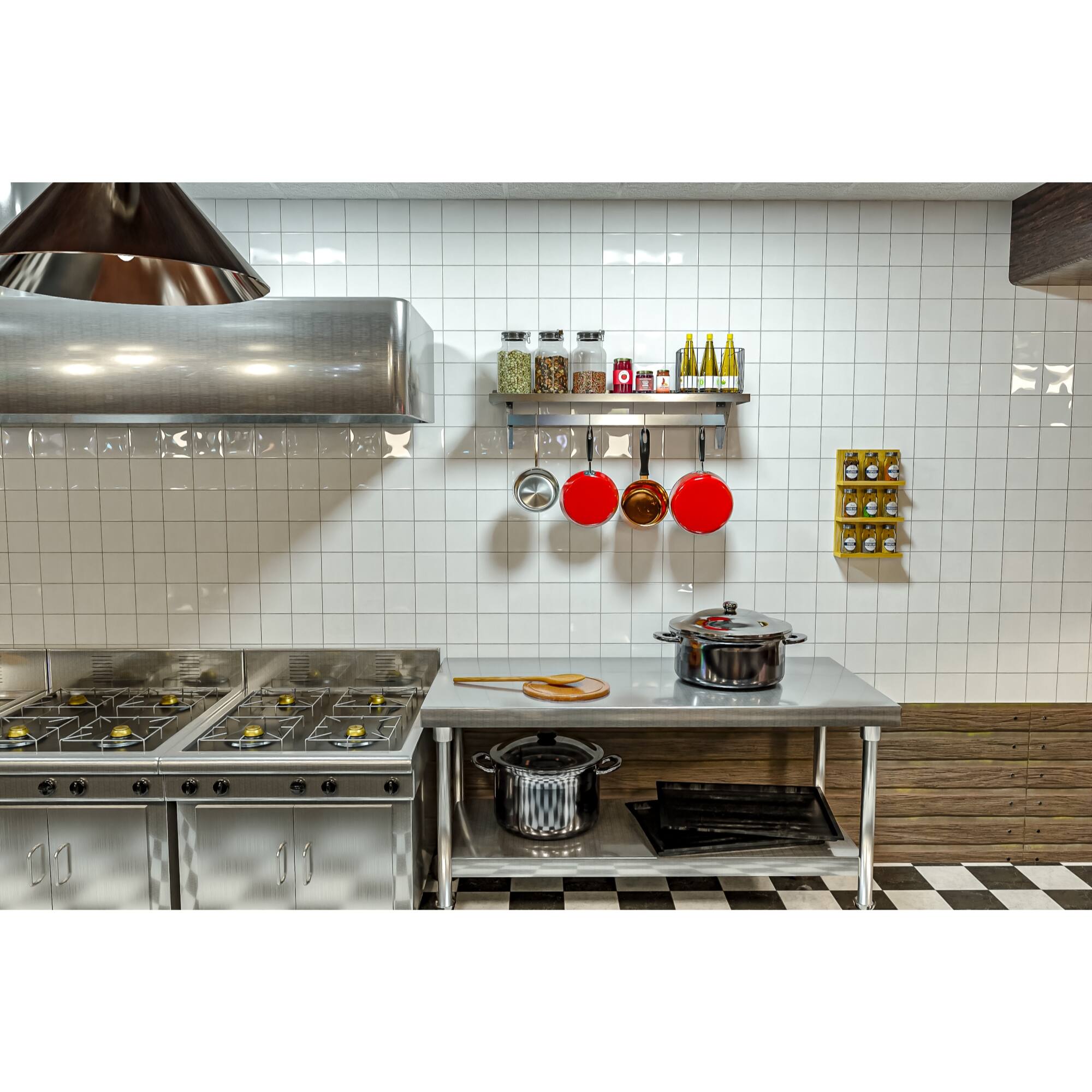 Alt View 6. Koolmore - 12" x 48" 18-Gauge Stainless-Steel Heavy Duty Wall Shelf with Pot Rack, WMPS-1248 . - Stainless-Steel.