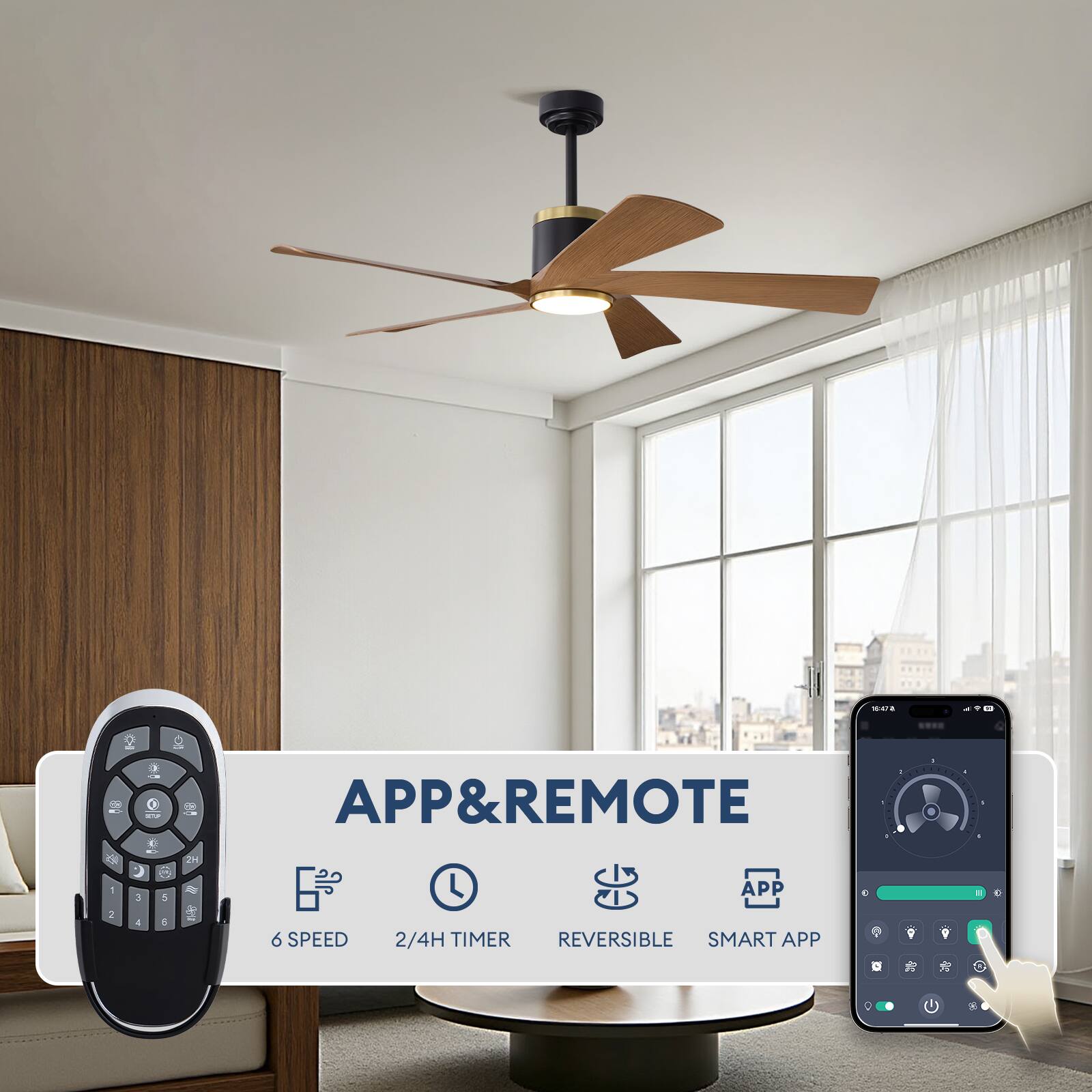 APP & REMOTE  
6 SPEED  
2/4H TIMER  
REVERSIBLE  
SMART APP