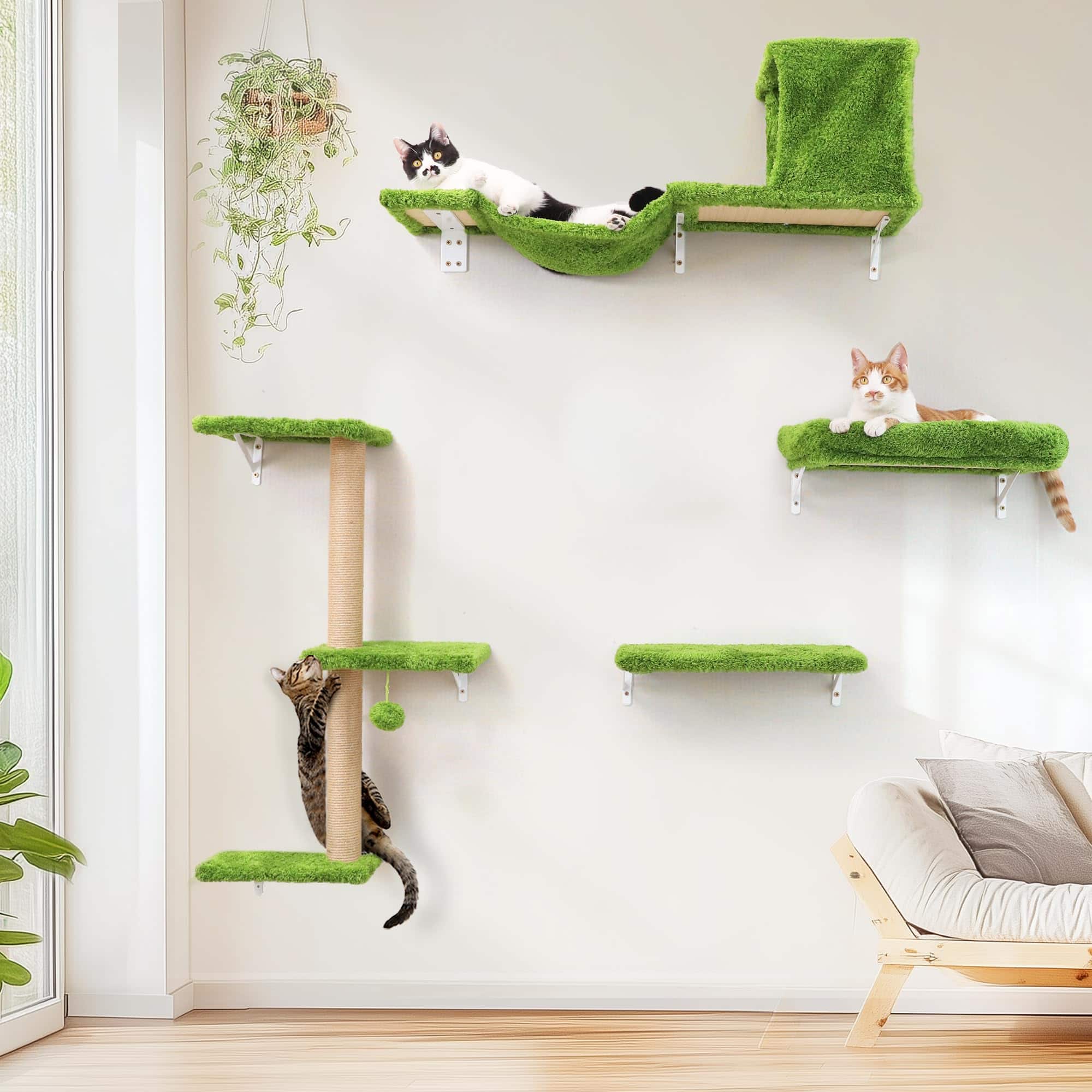 Hirose Alice - Cat Wall Shelves Stable & Safe 1 Furniture Wooden Climbing With For Drywall - Green