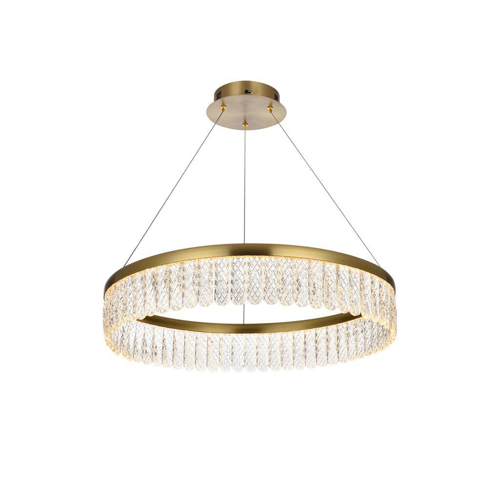Alt View 2. Elegant Lighting - Rune 24 inch Adjustable LED chandelier in Satin Gold - Satin Gold.