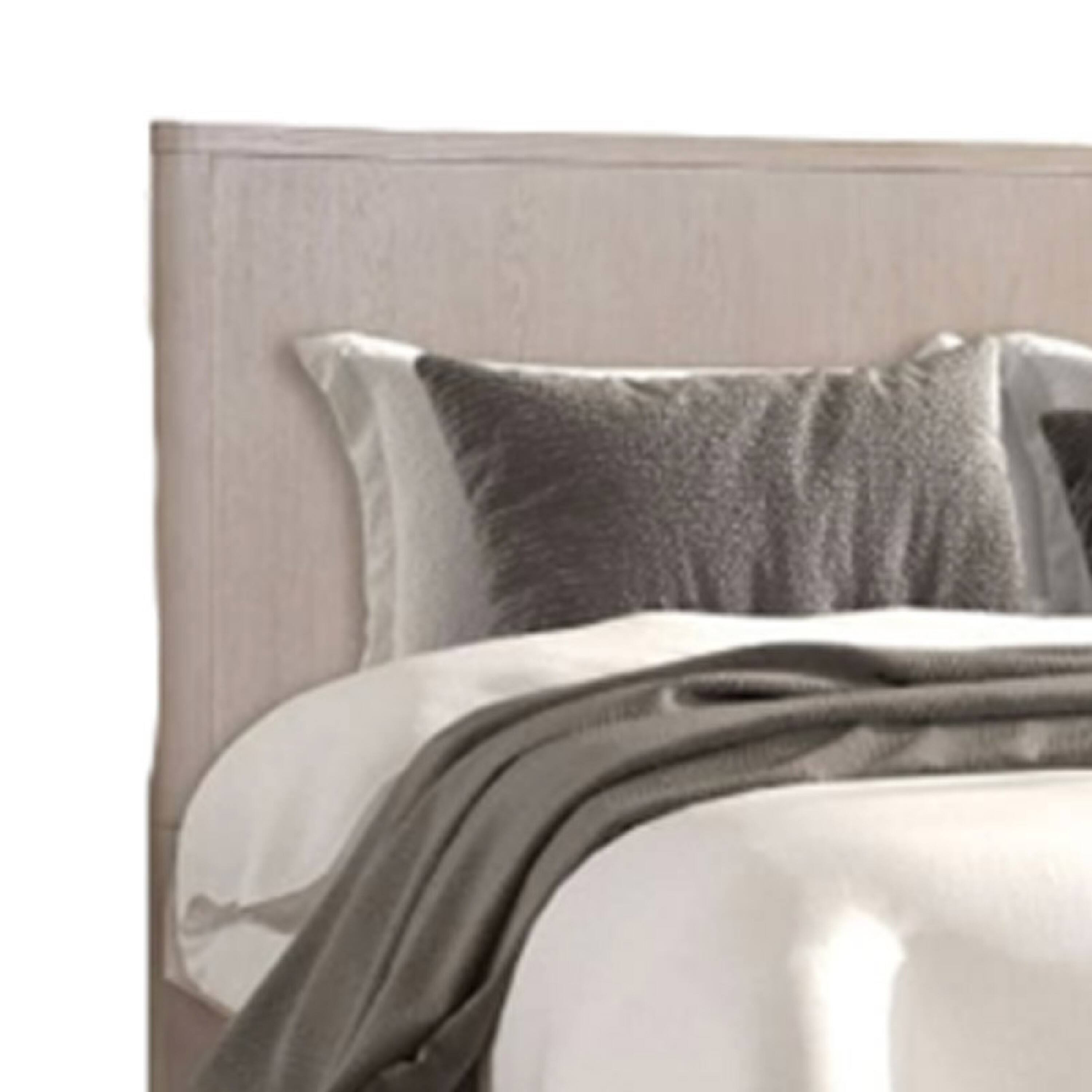 Alt View 2. Manhattan Lane - Reham Queen Size Bed, Rounded Edges, White Wash Brown Rubberwood Frame - Light White Wash Oak Brown.