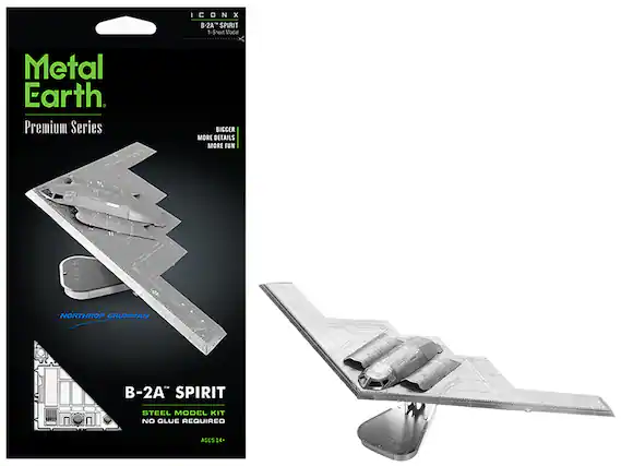 ICONX
B-2A "SPIRIT"
1-Sheet Model
Metal Earth
Premium Series
BIGGER
MORE DETAILS
MORE FUN
NORTHROP GRUMMAN
B-2A "SPIRIT"
STEEL MODEL KIT
NO GLUE REQUIRED
AGES 14+