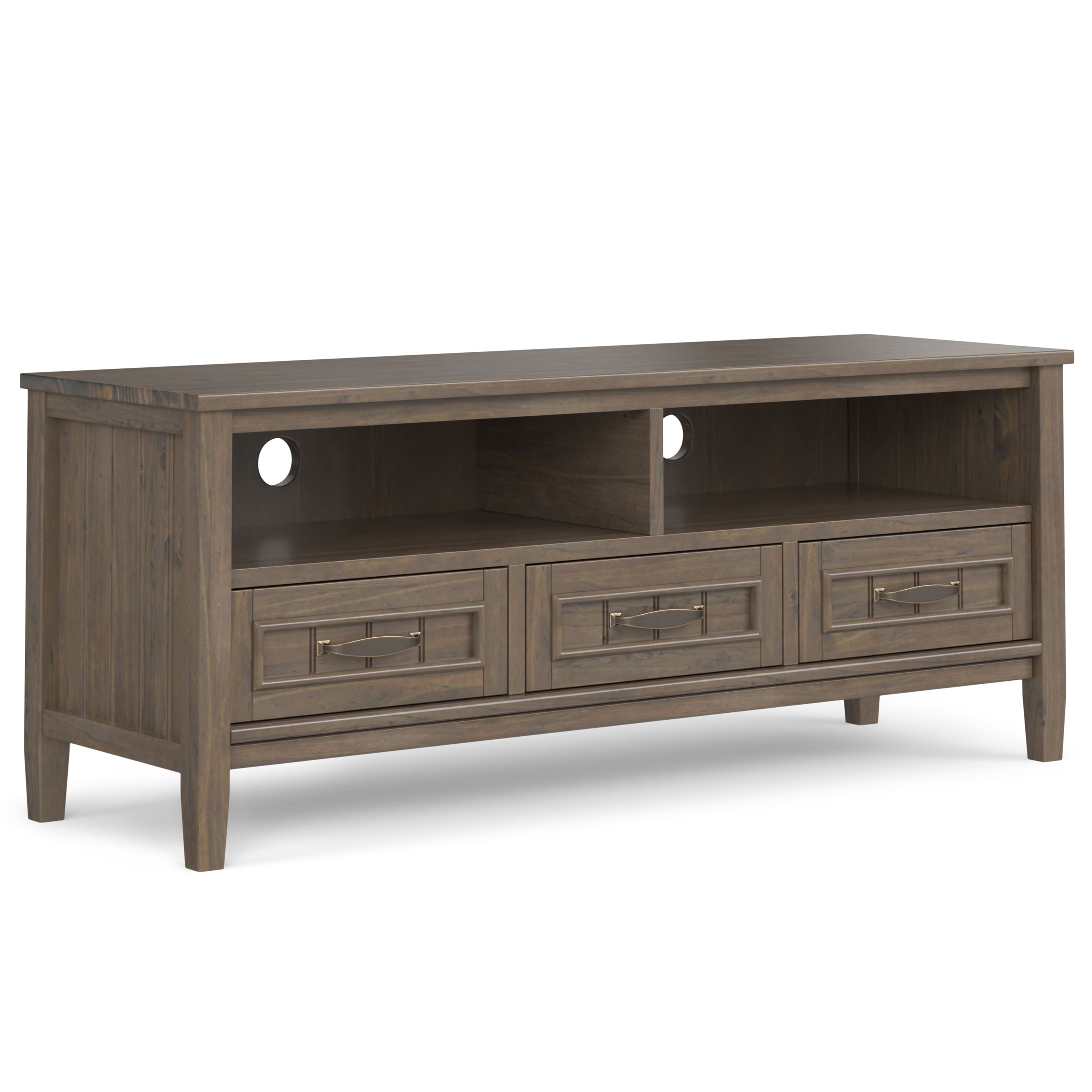 Front. Simpli Home - Lev  Low TV Stand - Smoky Brown.