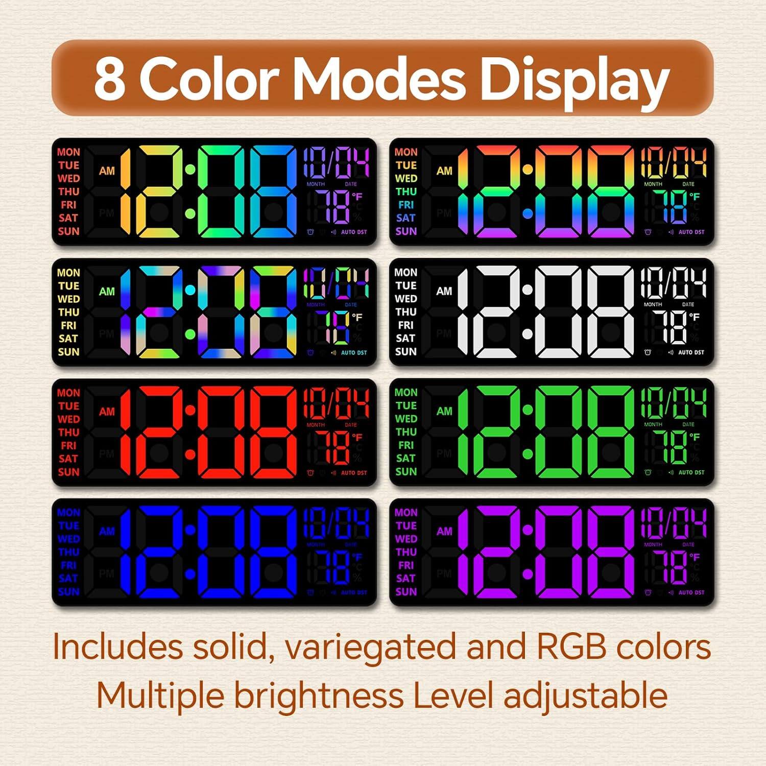 8 Color Modes Display

Includes solid, variegated and RGB colors  
Multiple brightness Level adjustable