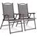 Front. Costway - Costway Set of 2 Patio Folding Sling Back Chairs Camping Deck Garden Beach - Gray.