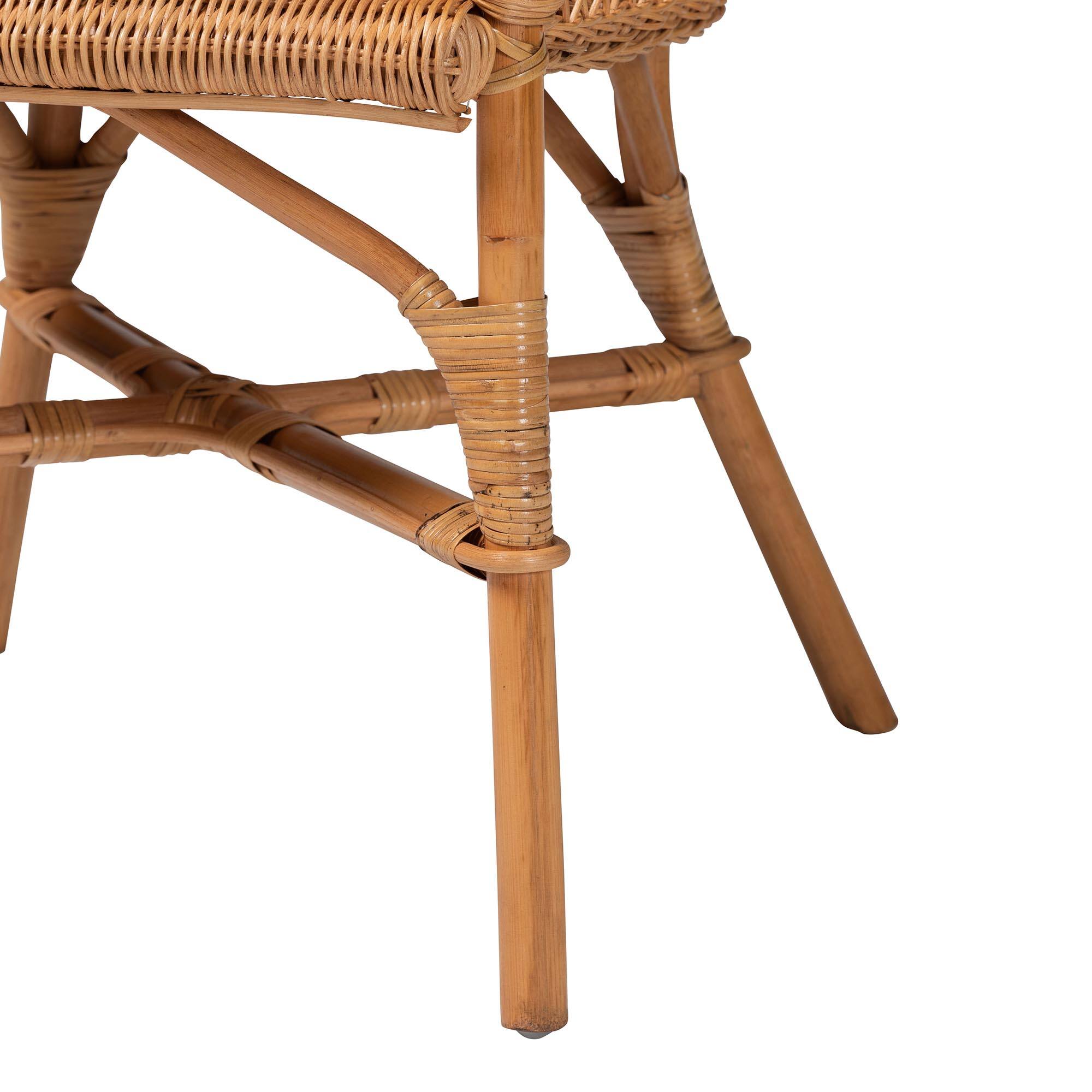 Alt View 2. bali & pari - Abigale Natural Rattan Dining Chair - Handwoven Wicker Accent Chair with Arms and Openwork Frame - Light Honey.
