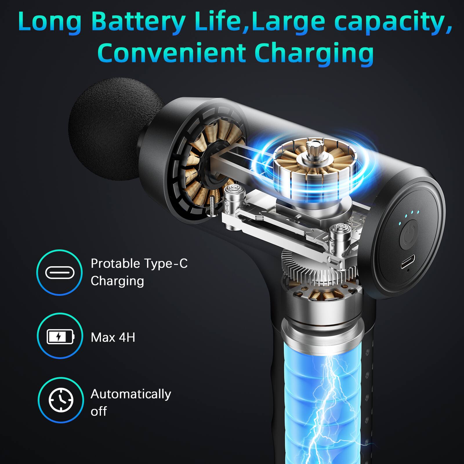 Long Battery Life, Large capacity, Convenient Charging

- Portable Type-C Charging
- Max 4H
- Automatically off