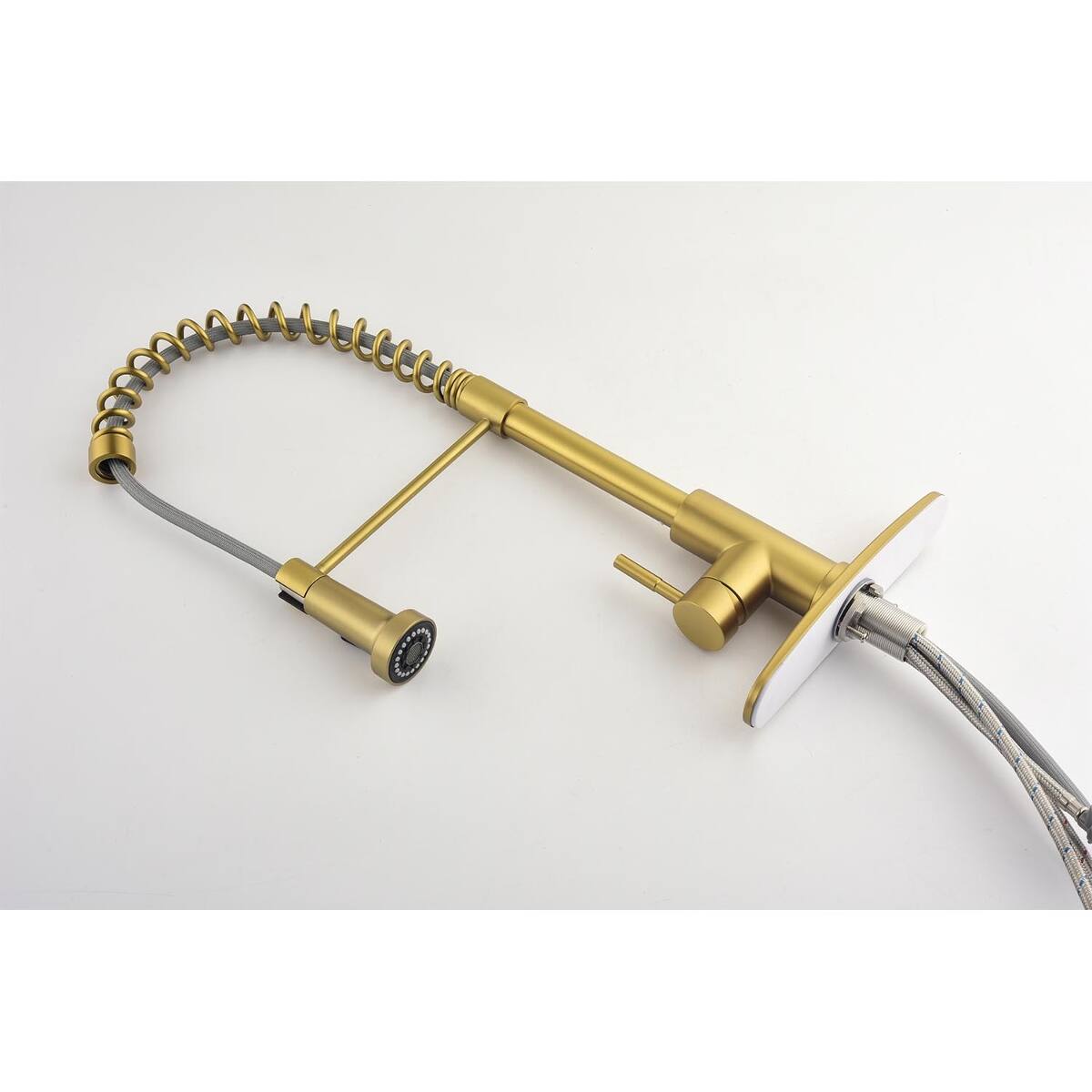 Angle. Ropilly - Ropilly Pull Down Kitchen Faucet, Brushed Gold Single Handle Spring Kitchen Faucet for Kitchen Sink - Brushed Gold.
