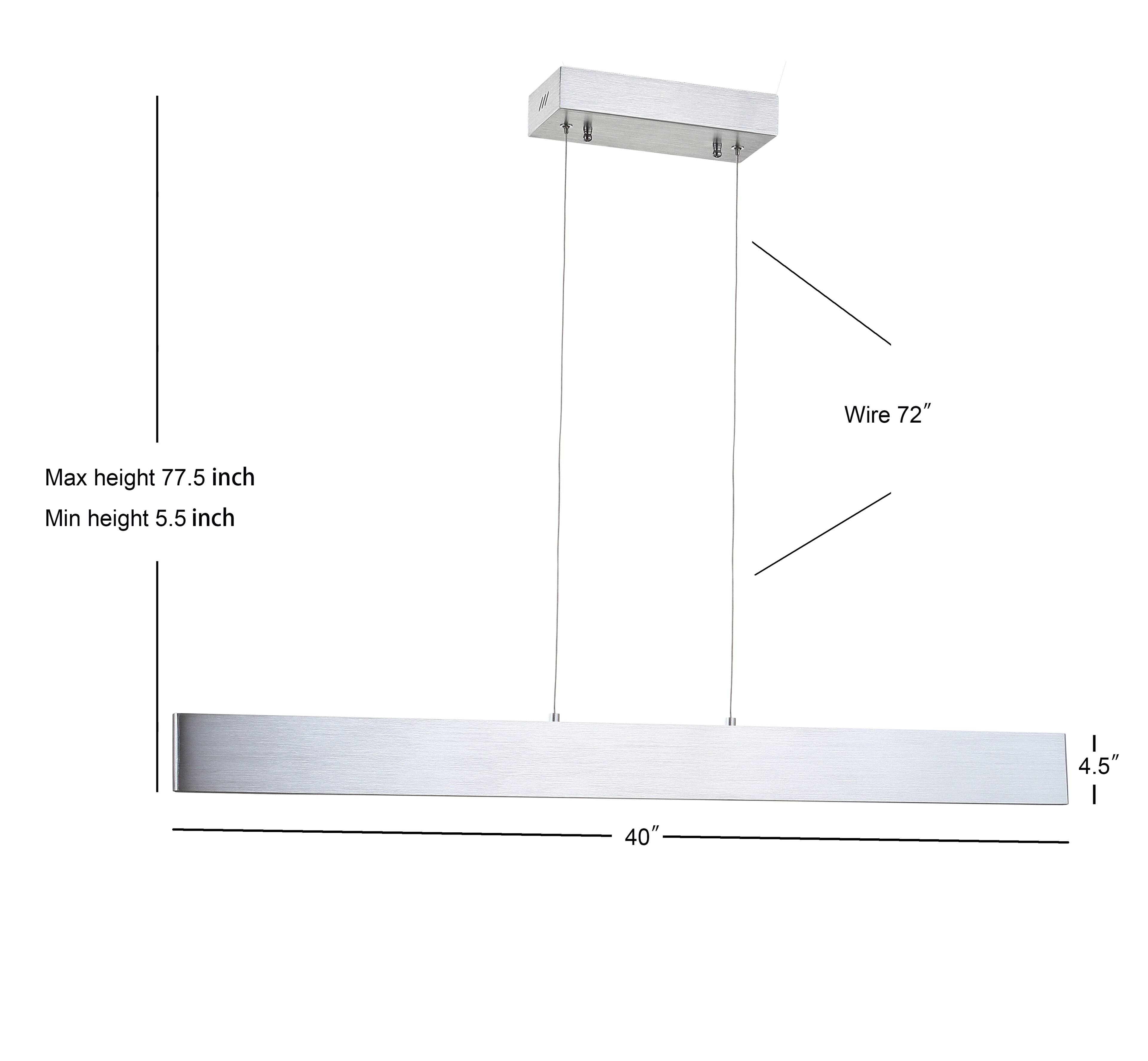 Wire 72"  
Max height 77.5 inch  
Min height 5.5 inch  
4.5"  
40"