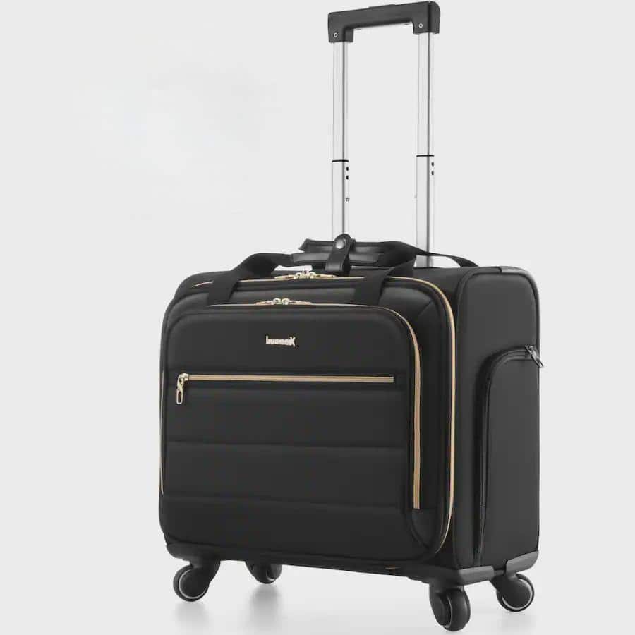 LUGGEX - Rolling Laptop Bag with Wheels, Softside Laptop Rolling suitcase with 4 Spinner Wheels UBC - FX-UX - Black