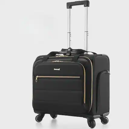 Front. LUGGEX - LUGGEX Rolling Laptop Bag with Wheels, Softside Laptop Rolling suitcase with 4 Spinner Wheels UBC - FX-UX - Black.