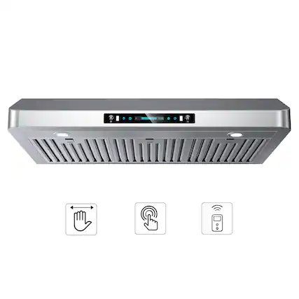 Front. ZJKLA - ZJKLA - 36 inches - Externally Vented - Under cabinet Range Hood - Stainless Steel - Stainless steel.
