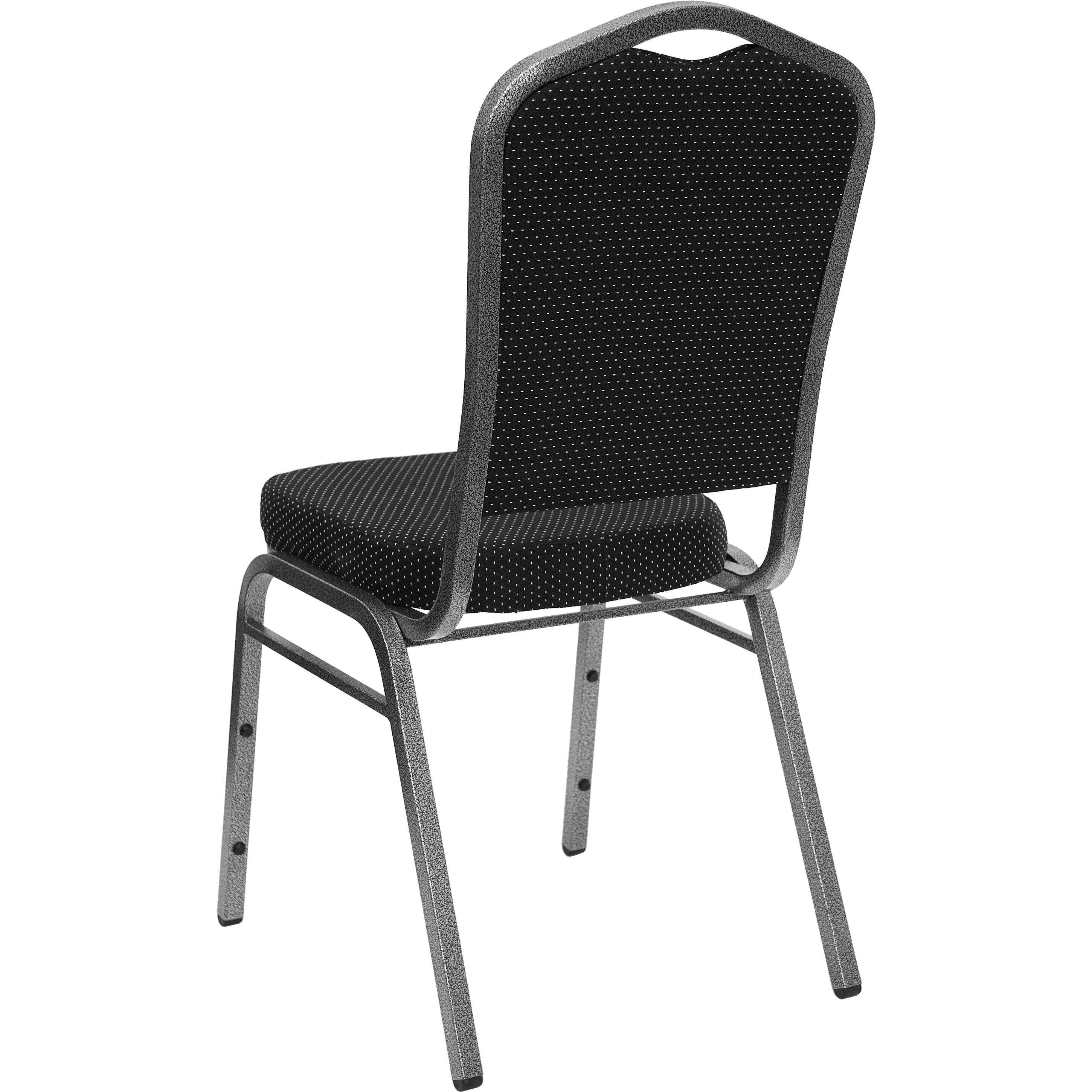 Alt View 5. Emma + Oliver - Crown Back Stacking Banquet Dining Chair - Black Dot Patterned Fabric/Silver Vein Frame.