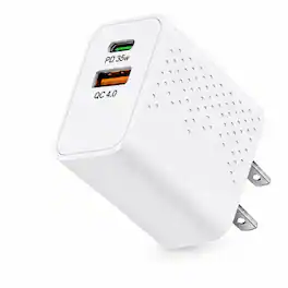 Qixxronics - 35W Port Wall Charger USB-C USB-A Port Fast Charger for iPhone, Samsung Galaxy, Google Pixel, iPad, AirPods & More - White