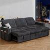 Front. Vipbear - 101” L Shaped Sectional Sleeper Sofa Bed with Pull Out Bed, with Reversible Storage Chaise/USB Ports/Cup Holders - Dark Gray.