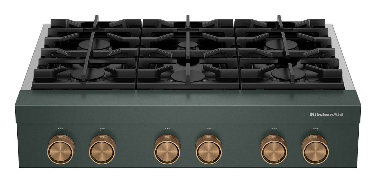 Alt View 4. KitchenAid - KitchenAid - KitchenAid 36-inch 6-Burner Gas Commercial-Style Rangetop - Juniper.