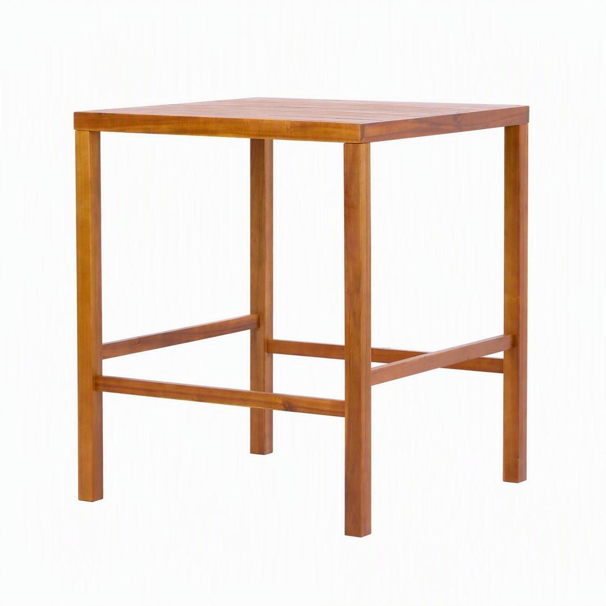 Front. RYHNUYNE - Wood Outdoor Dining Table,Slatted Water-Draining Tabletop for Patios & Gardens - Teak.