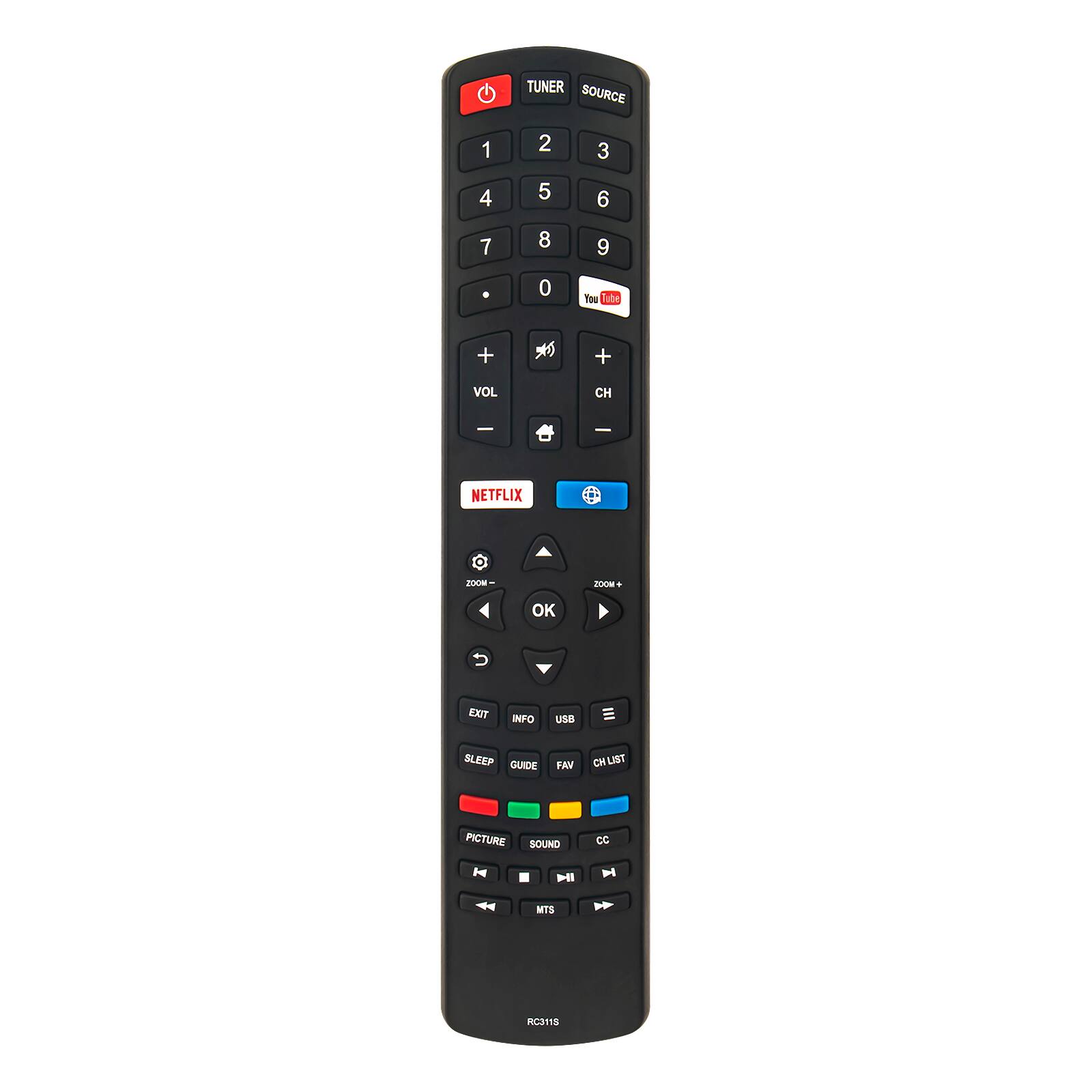 VINABTY - New RC311S 06-531W52-TY02X Replaced Remote Control Fits for TCL TV 40D1600 49D1620 - Black