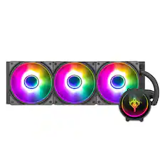 Front. YEYIAN - Yeyian AIO 360mm. CPU Liquid Cooler, ARGB. Model YTT-360AL-01 - Black.