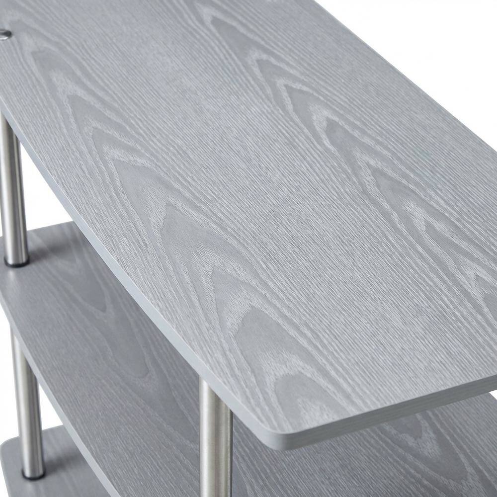 Alt View 4. FurniFact - Gray No Tools 3-Tier TV Stand for TVs up to 37 inches, Transitional style - Gray.