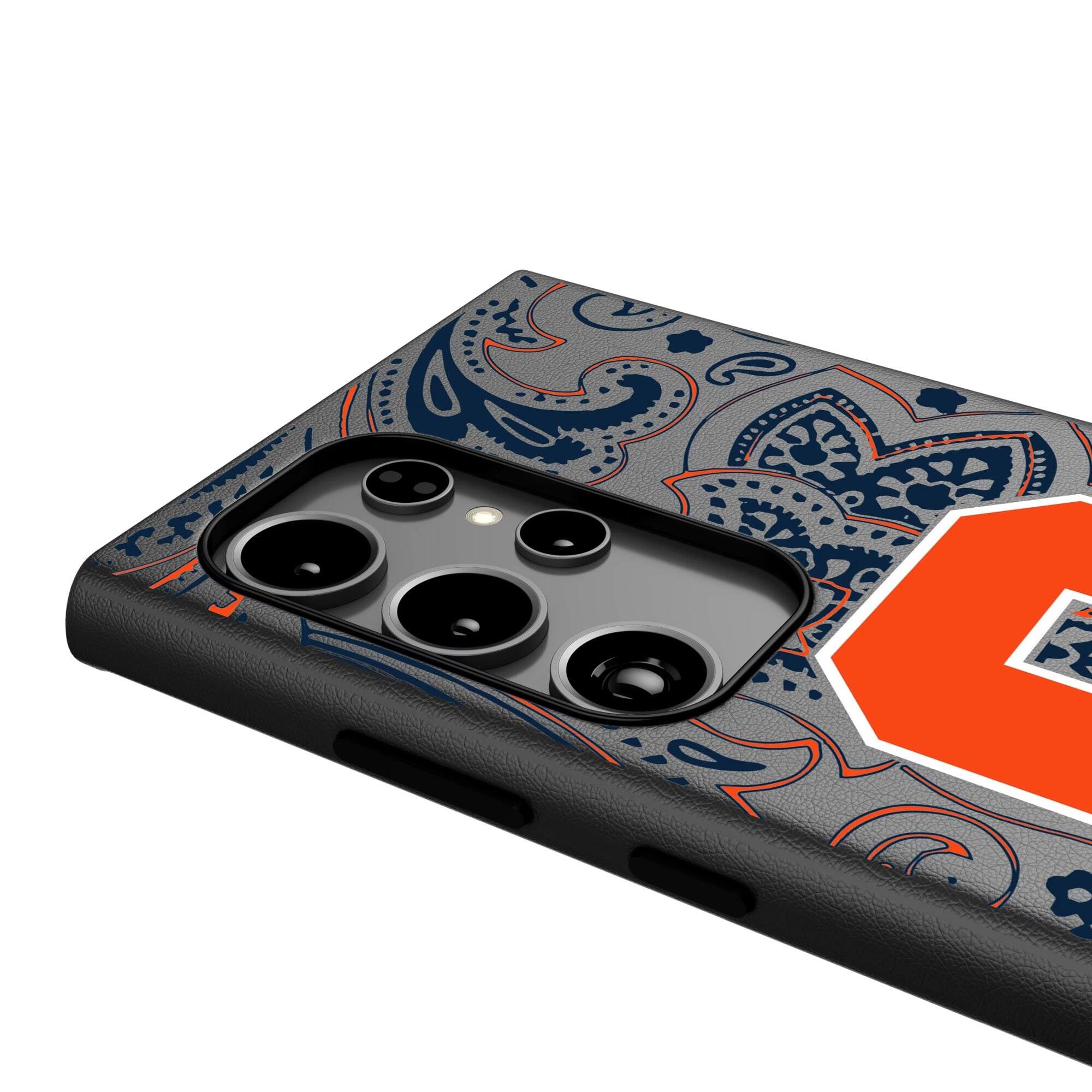 Alt View 3. Keyscaper - Syracuse Orange Paisley Galaxy Magnetic Bump Case - S25 - Black.