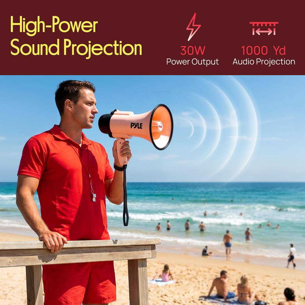 High-Power Sound Projection  
30W Power Output  
1000 Yd Audio Projection  
PYLE