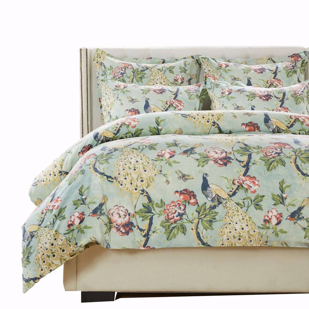 Front. Greenland Home Fashions - Greenland Home Fashions Pavona Luxurious Comfortable 3 Pieces Duvet Cover Set Jade Full/Queen - Jade.