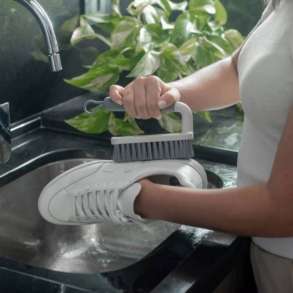 Alt View 4. OU - OU Scrub Brush with Ergonomic Handle, All Purpose Bathroom & Kitchen Heavy Duty Cleaning Scrubber.