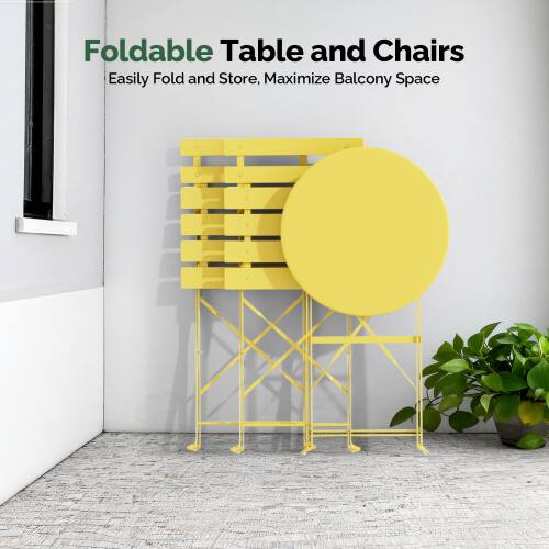 Foldable Table and Chairs  
Easily Fold and Store, Maximize Balcony Space