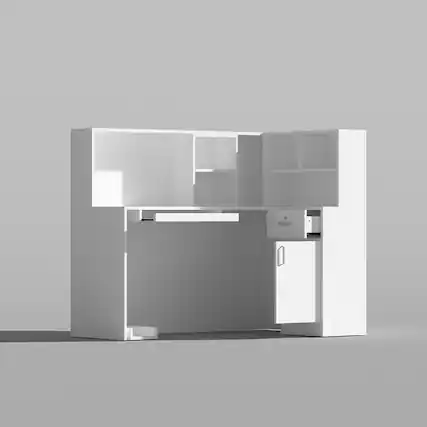 Front. Famapy - Famapy Multifunctional Reception Desk: Integrated Storage, Compact Design & Tidy Organization - White.