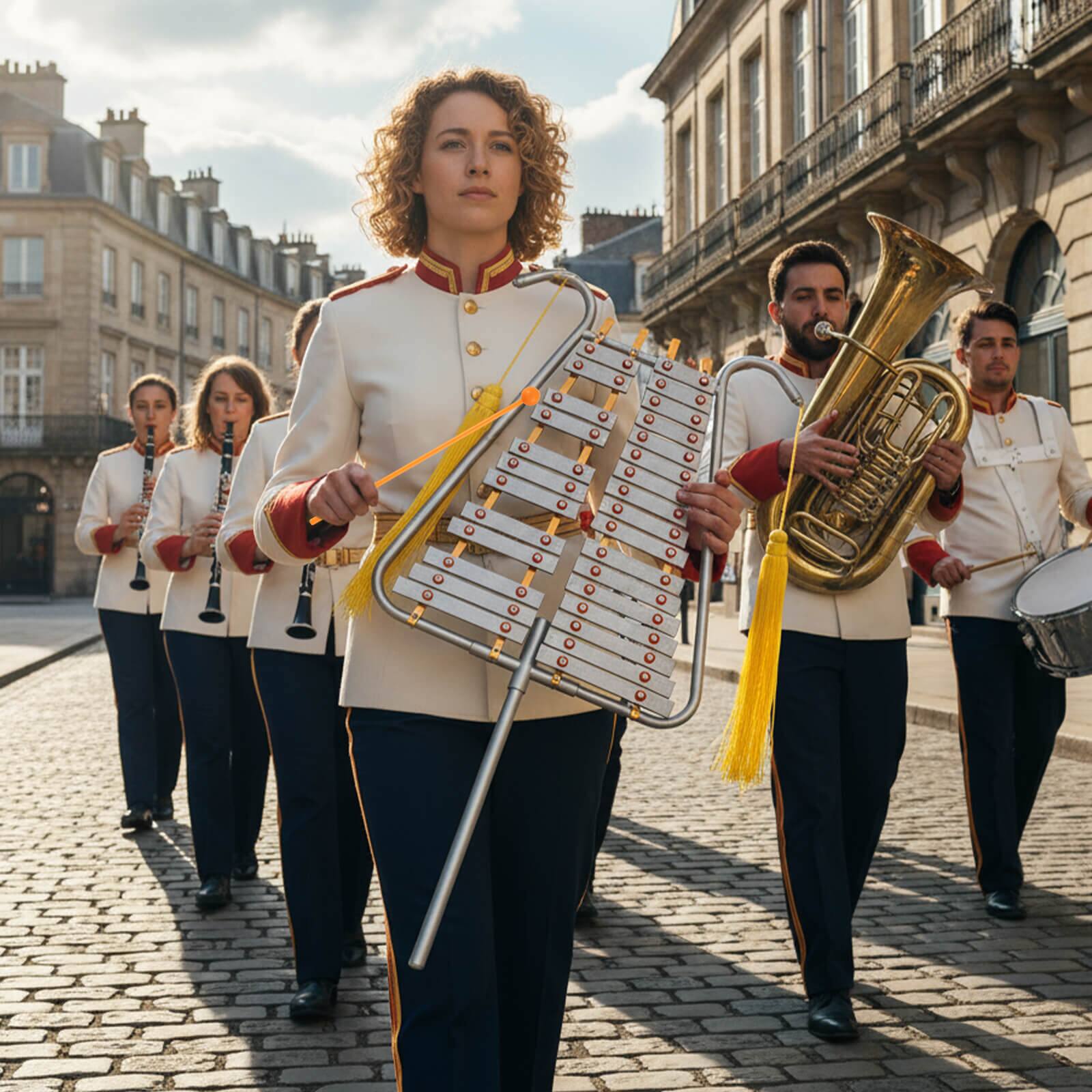 Alt View 3. Costway - Costway 29 Notes Glockenspiel Percussion Kit with Adjustable Handle, 2 Mallets, Belt Clip - Silver.