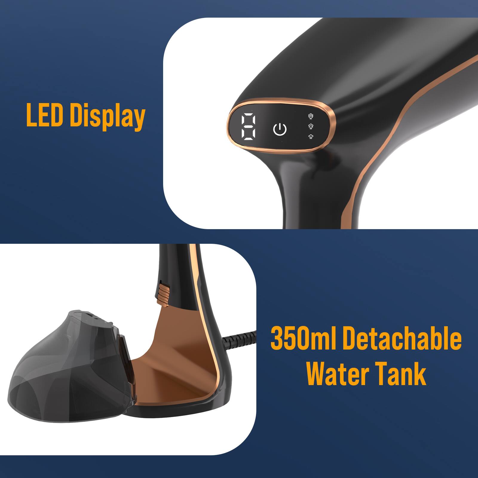 LED Display  
350ml Detachable Water Tank