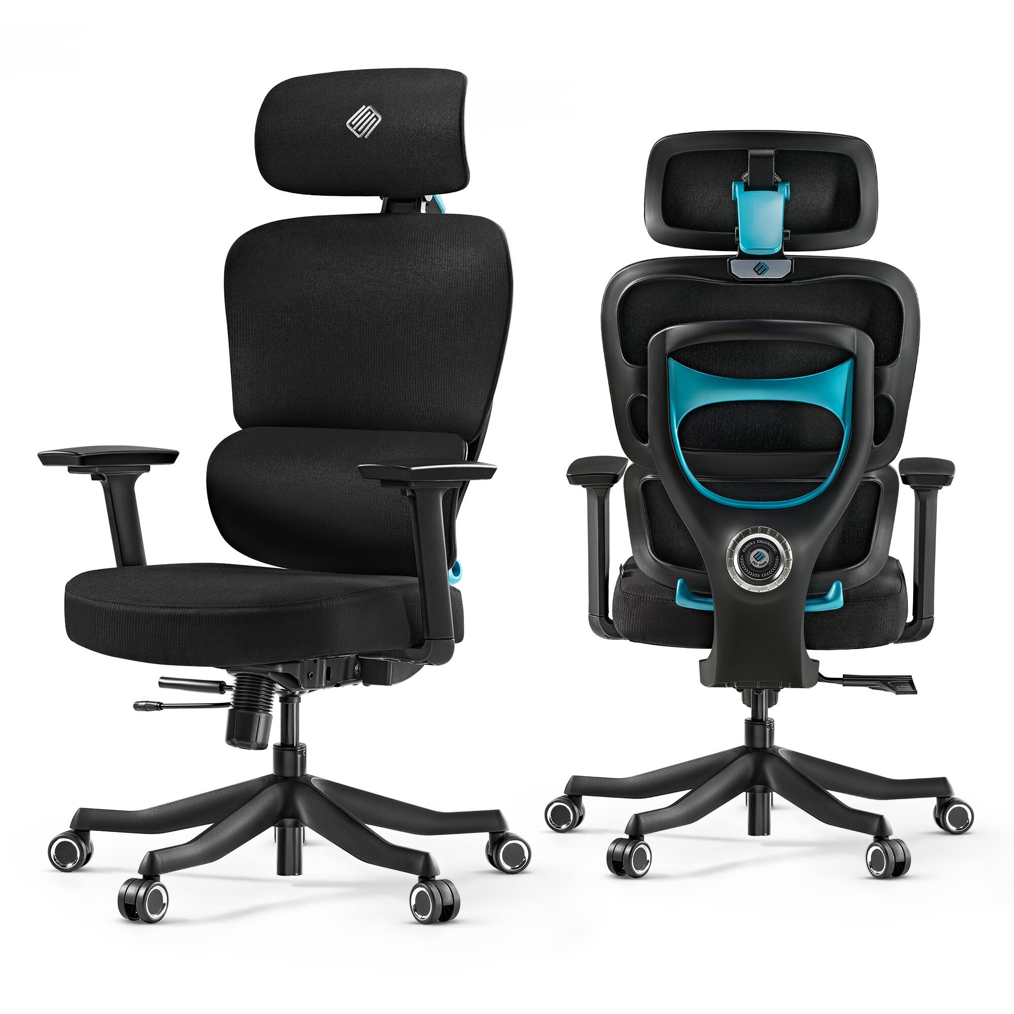Angle. Eureka Ergonomic - Ergonomic Gaming Chair with Adjustable Lumbar Support - Blue.