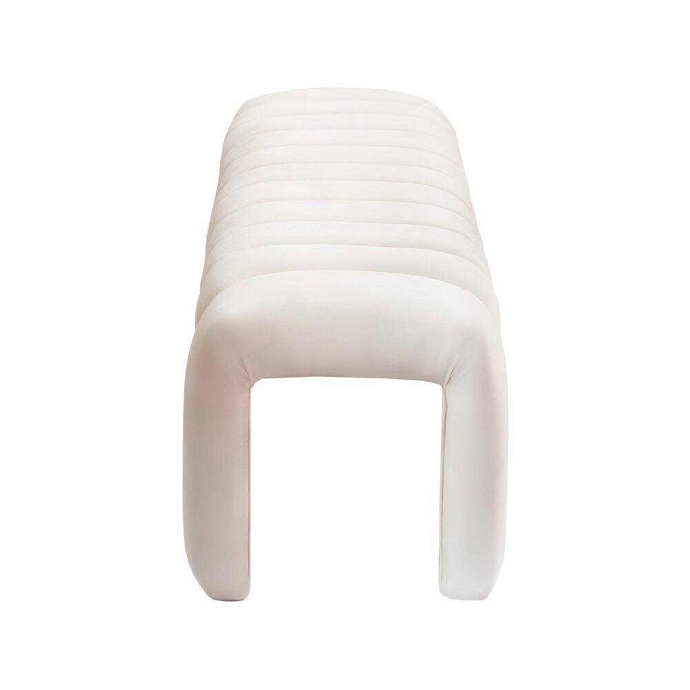 Alt View 2. Meridian Furniture - Andaz Cream Bench - Beige.