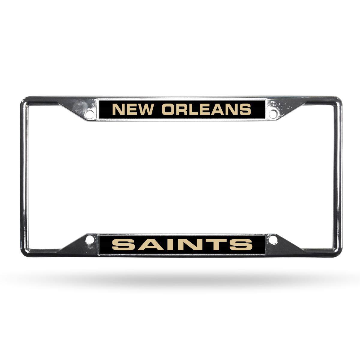 New Orleans Football Saints All Corner EZ View Chrome Metal Laser Cut License Plate Frame