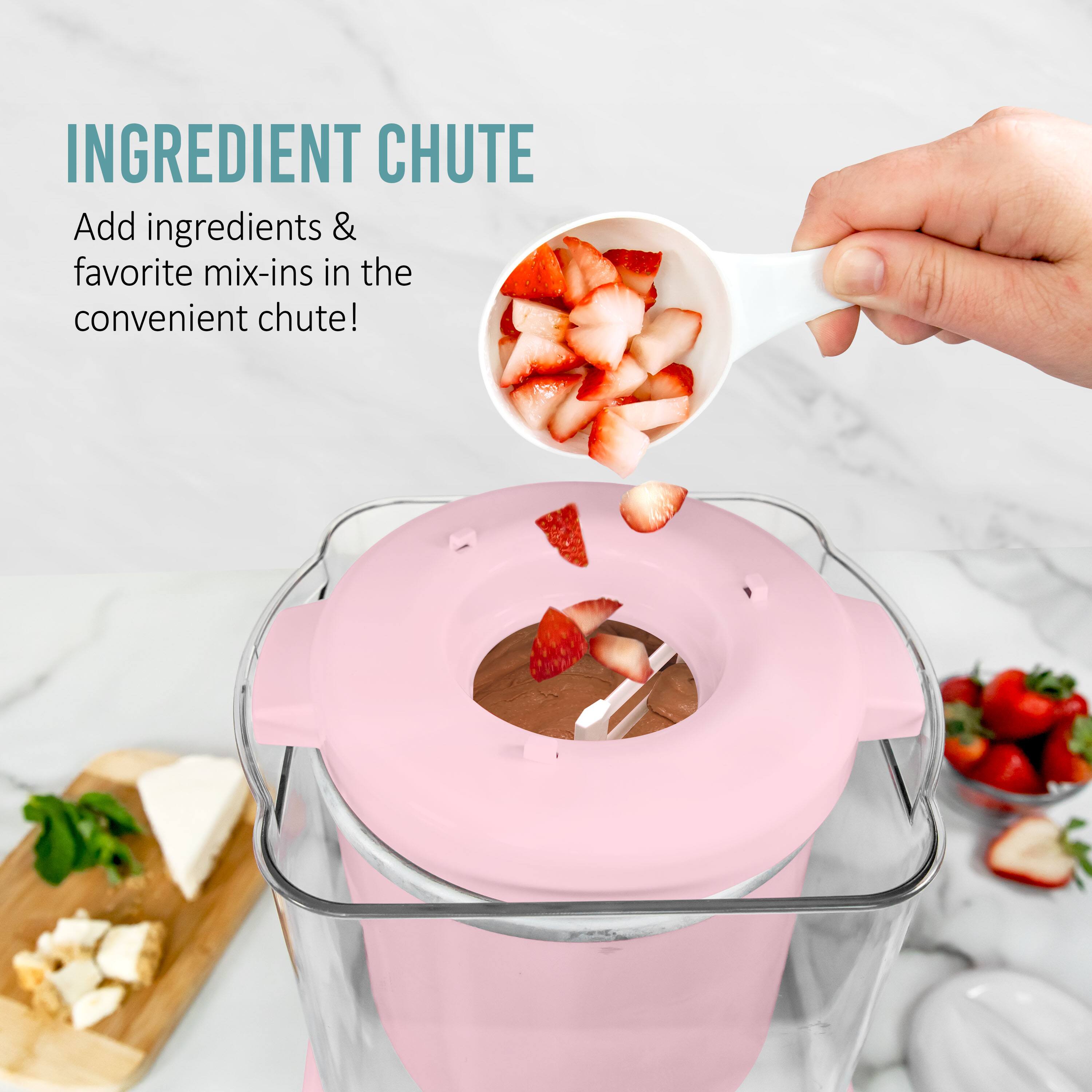 INGREDIENT CHUTE

Add ingredients & favorite mix-ins in the convenient chute!