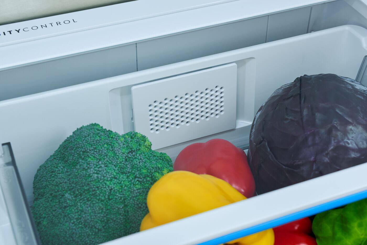 Alt View 6. Frigidaire - 21 Cu. Ft. Counter-Depth 4-Door French Door Refrigerator with Custom-Flex® Temp Drawer - Smudge-Proof® Stainless Steel.