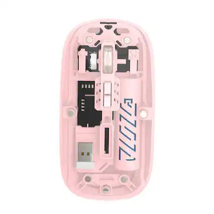 Front. SaharaCase - Wireless Mouse | Transparent Shell | Rechargable Battery | USB & Type C Adapter | Glacier Series - Pink.