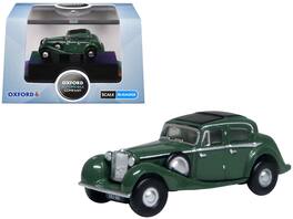 Jaguar SS RHD (Right Hand Drive) Top 1/148 (N) Scale Diecast Model Car by Oxford Diecast - Suede Green with Black