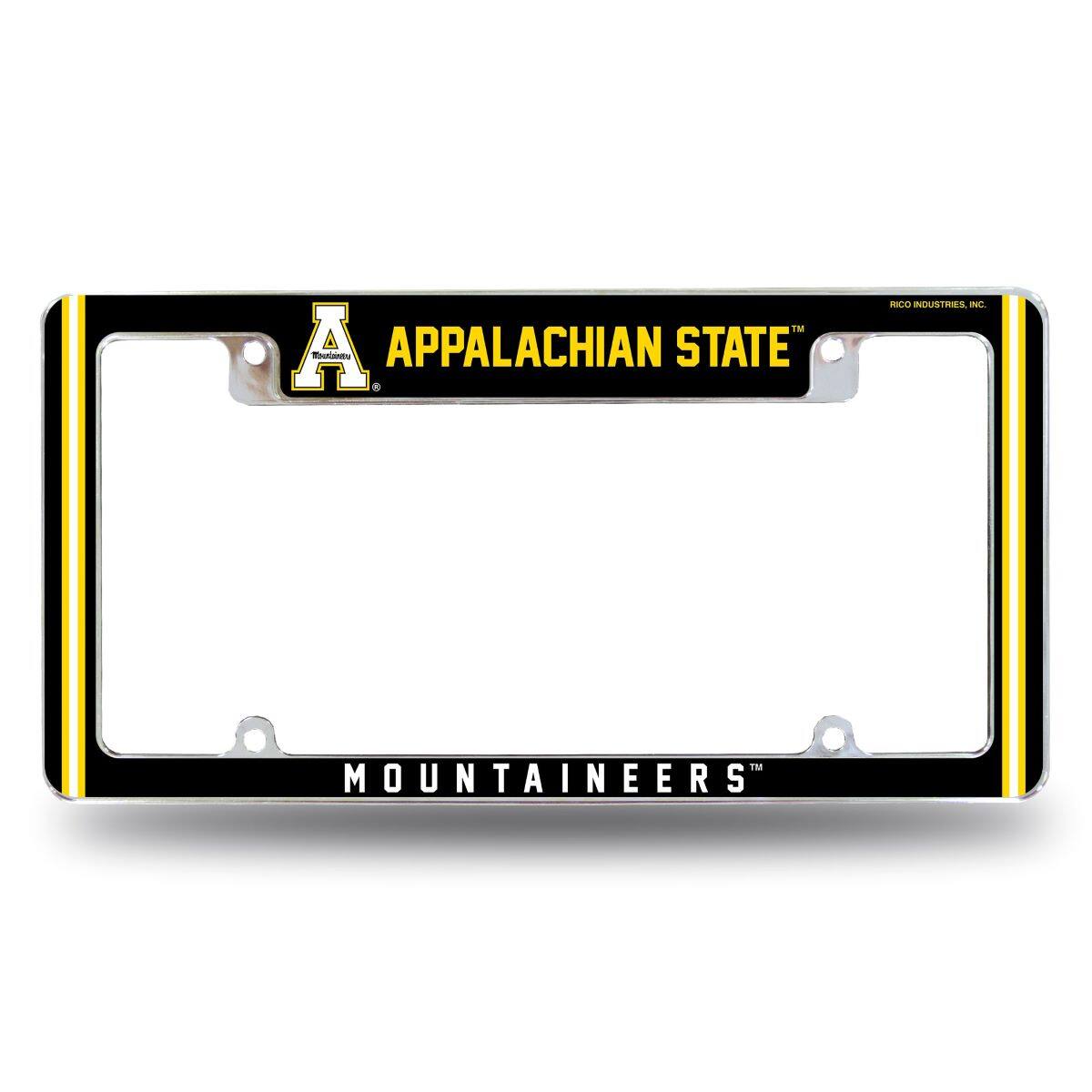 Appalachian State Mountaineers Chrome Metal License Plate Frame with Full Frame Team Color Graphics