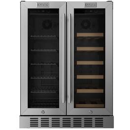 Empava - 23.4 In. Dual Zone Beverage Center Built-in 61-can & 17-bottle Wine Cooler Fridge - Temp Controls In - Black