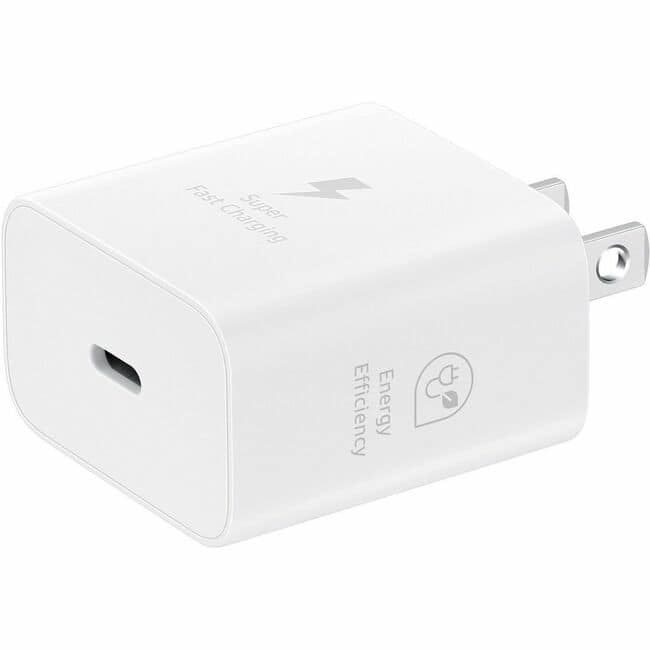 Samsung - 25W PD Power Adapter with USB C Cable, White - 25 W - White - White
